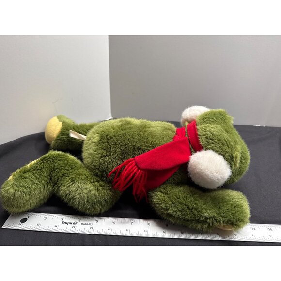 Wish Pets Mr Ribet Xmas 14" Frog Plush Soft Stuffed Animal Vtg 1998 Ear Muff Sca - Picture 3 of 6